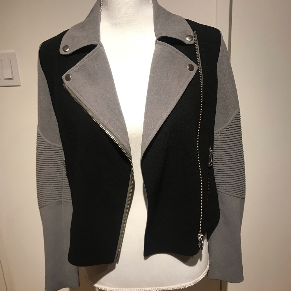Aritzia moto blazer in black and grey